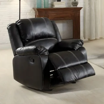 Zuriel Motion Rocker Recliner in Black Leather LV52287 By ACME
