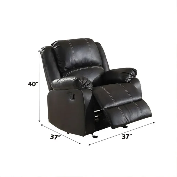 Zuriel Motion Rocker Recliner in Black Leather LV52287 By ACME - Image 2