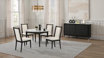 Maidstone 5 Pc Round Dining Table Set FM32001BK-RT-5PC Stylish, Compact, and Functional by Furniture of America