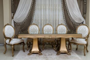 9Pcs Handmade Gold Beige Vodka Dining Set