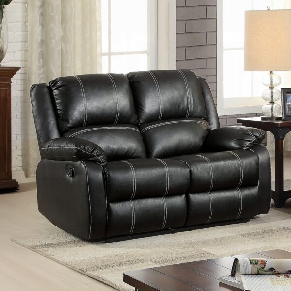 Zuriel Reclining Loveseat in Black Leather LV52286 By ACME 6
