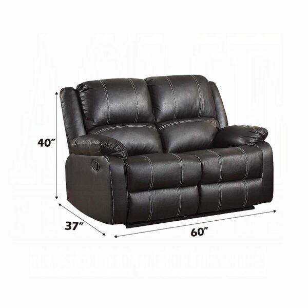 Zuriel Reclining Loveseat in Black Leather LV52286 By ACME 7