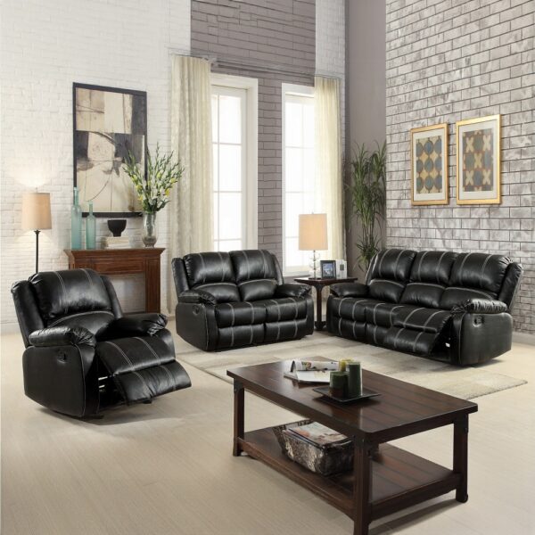Zuriel Reclining Loveseat in Black Leather LV52286 By ACME 8