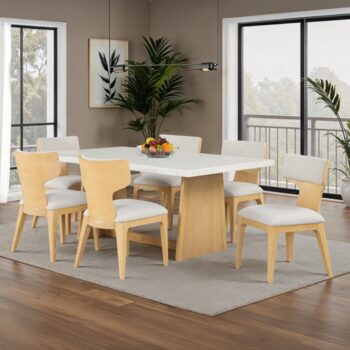 Caerwys 7 Pc Dining Table Set FM34004NT-T-7PC Elegance Meets Modern Design  by Furniture of America
