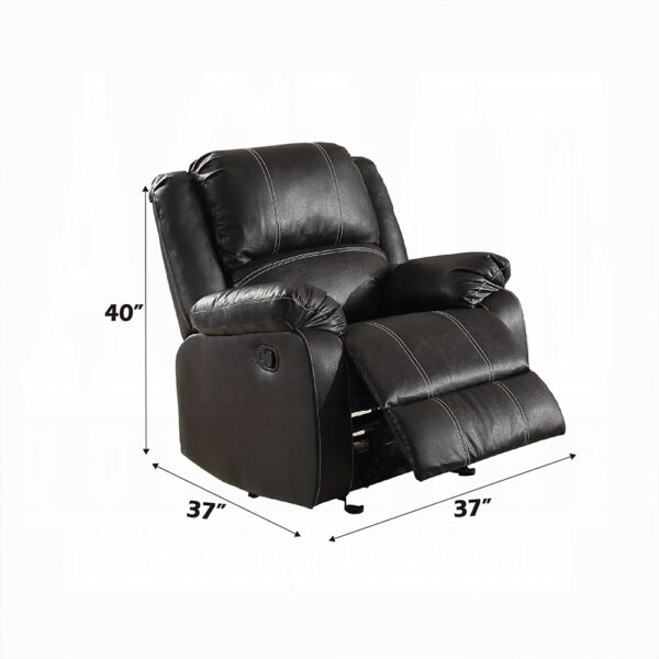 Zuriel Motion Rocker Recliner in Black Leather LV52287 By ACME 7