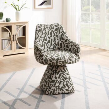 Priel Accent Chair with Swivel in Green Pattern Fabric AC02677 By ACME