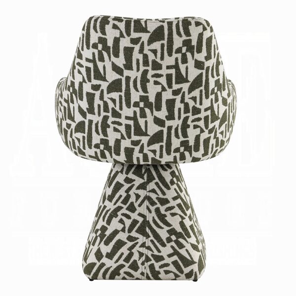 Priel Accent Chair with Swivel in Green Pattern Fabric AC02677 By ACME 8