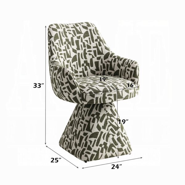 Priel Accent Chair with Swivel in Green Pattern Fabric AC02677 By ACME 10