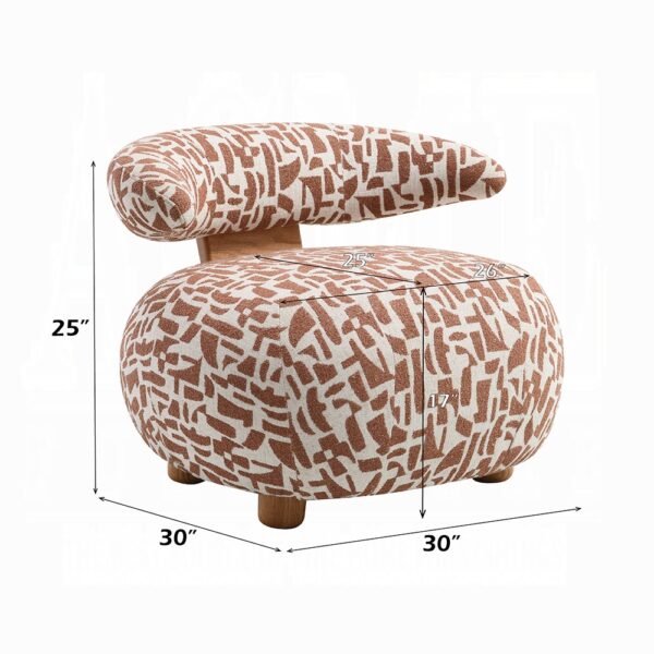 Lynn Accent Chair in Brown Pattern Fabric AC02678 By ACME 9