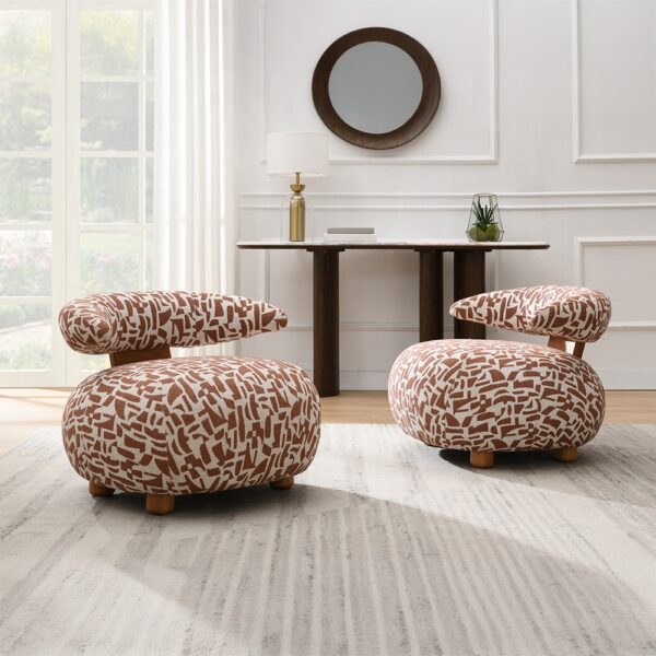 Lynn Accent Chair in Brown Pattern Fabric AC02678 By ACME 10