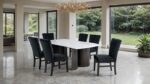 Selsey Dining Table, White Stone Top FM34007WH-T Modern Dining with Timeless Grace by Furniture of America 8