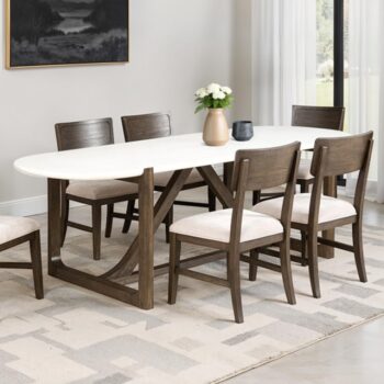 Vellara Dining Table with Genuine Quartz Stone Top FM34021DW-OTST-TABLE Transitional by Furniture of America