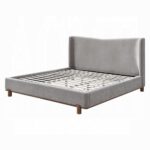 Melbourne Gray Chenille Upholstered Bed By ACME Luxury Beds Mobilia Cleopatra 14 Melbourne Gray Chenille Upholstered Bed By ACME 14
