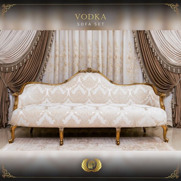 4Pcs Handmade Gold Beige Vodka Sofa Set 15