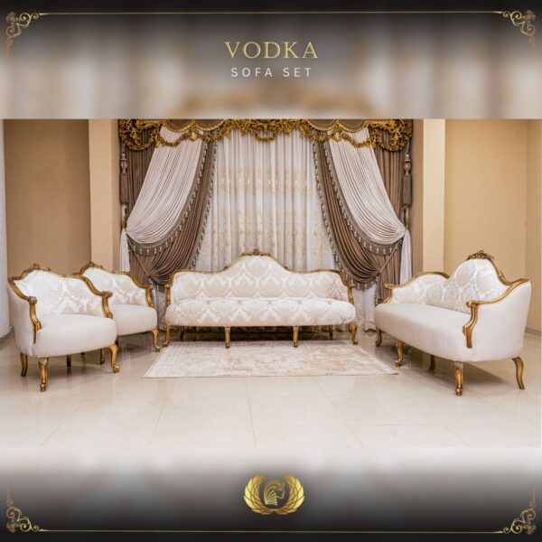4Pcs Handmade Gold Beige Vodka Sofa Set 12