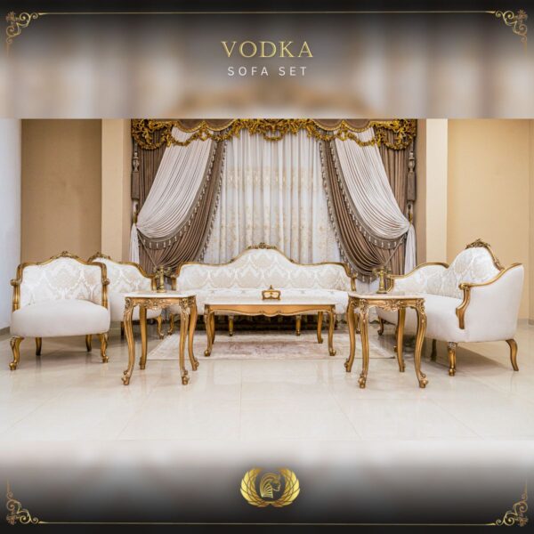 4Pcs Handmade Gold Beige Vodka Sofa Set 14