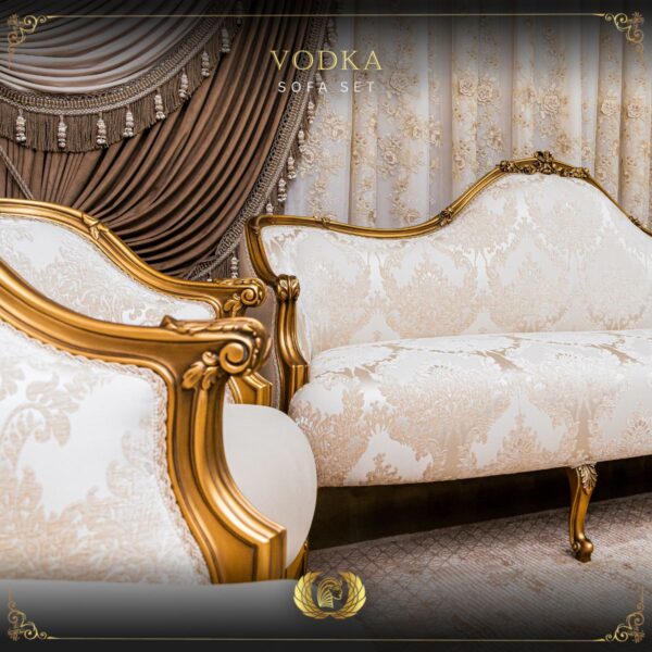4Pcs Handmade Gold Beige Vodka Sofa Set 19