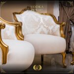 4Pcs Handmade Gold Beige Vodka Sofa Set 29