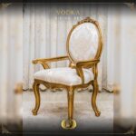 Handmade Gold Beige Vodka Dining Arm Chair 16