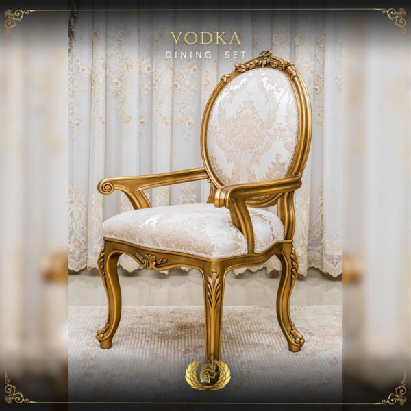 Handmade Gold Beige Vodka Dining Arm Chair 10