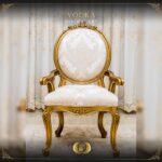 Handmade Gold Beige Vodka Dining Arm Chair 15