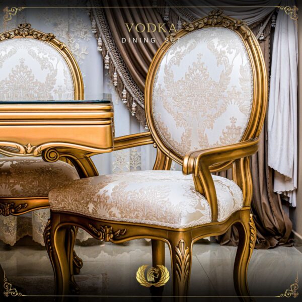 Handmade Gold Beige Vodka Dining Arm Chair 13