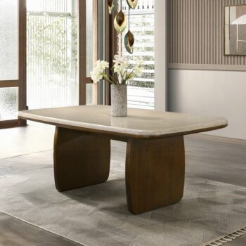 Kasha Dining Table with Natural Marble Top DN04665 By ACME