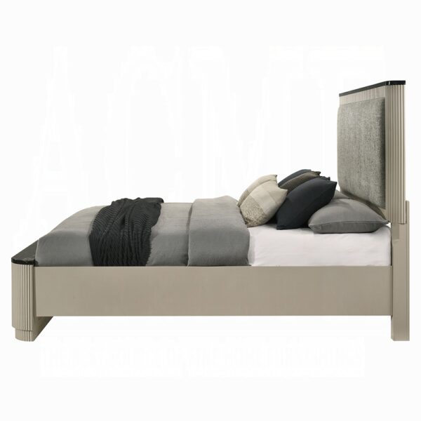Travonte Gray Upholstered Bed By ACME 9