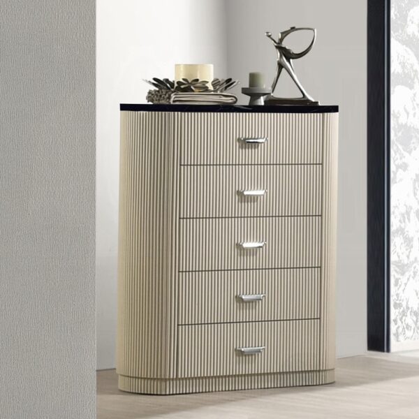 Travonte Beige 5 Drawers Chest with Marble Top BD04886 By ACME 7