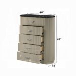 Travonte Beige 5 Drawers Chest with Marble Top BD04886 By ACME 12