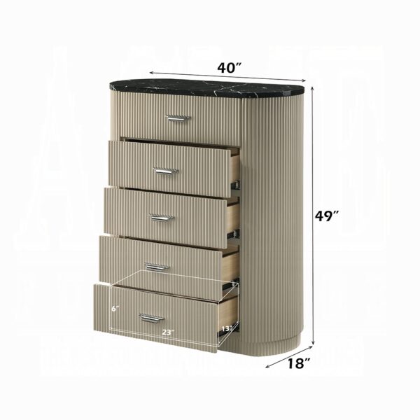 Travonte Beige 5 Drawers Chest with Marble Top BD04886 By ACME 8