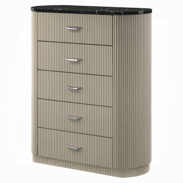 Travonte Beige 5 Drawers Chest with Marble Top BD04886 By ACME 9