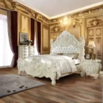 White Gloss Finish Victorian  4 PCs Bedroom Set HD-8089 By Homey Design