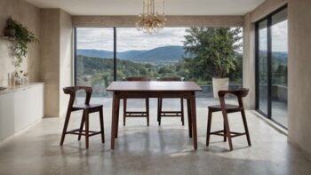 Croglio 5 Pc Counter Height Dining Set FM30008WN-PT-5PC-03 Mid-Century Modern Solid Wood Furniture of America