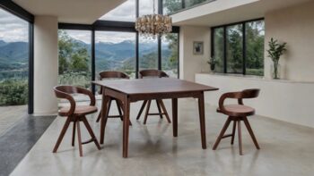 Croglio 5 Pc Counter Height Dining Set FM30008WN-PT-5PC-09 Solid Wood Mid-Century by Furniture of America