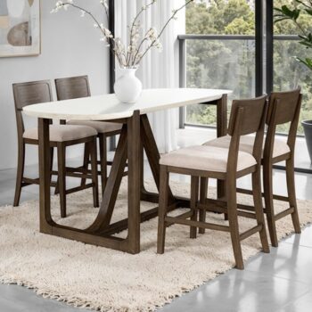 Vellara Counter Height Table with Wood Top FM34021DW-PTWT-Dark Walnut Transitional Dining by Furniture of America