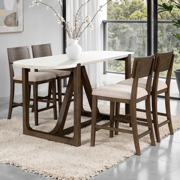 Vellara Counter Height Table with Stone Top FM34021DW-PTST-TABLE Transitional Dark Walnut by Furniture of America 6