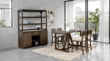 Vellara 5 Pc Counter FM34021DW-PTWT-5PC Height Set, Wood Top  by Furniture of America