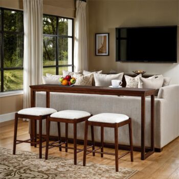 Daventry Sofa Table FM44000WN-ST-4PK with 3 Counter Stools by Furniture of America