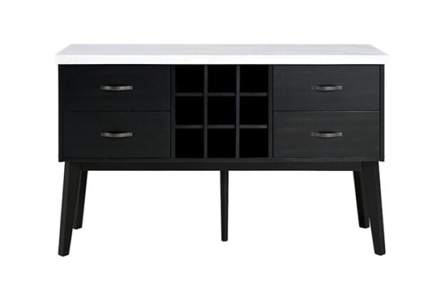 Shildon Server FM-AC9002SV Black & White Marble Dining Storage by Furniture of America 10