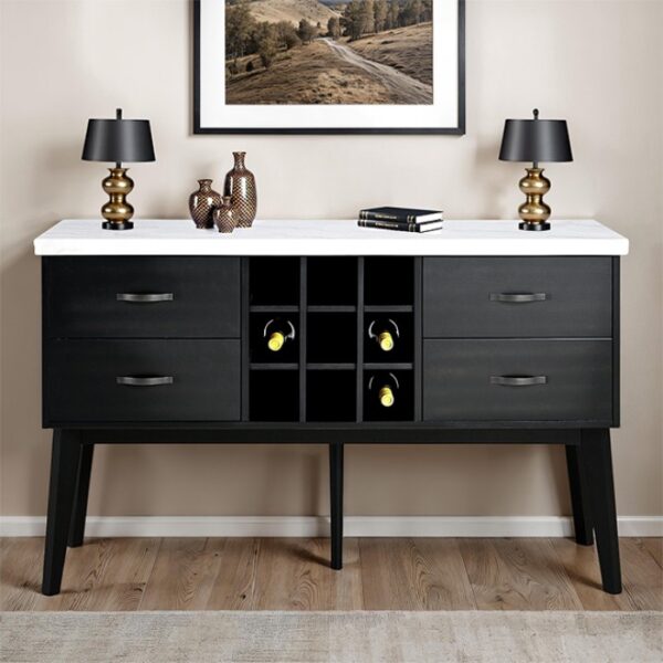 Shildon Server FM-AC9002SV Black & White Marble Dining Storage by Furniture of America 9