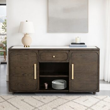 Vellara Sideboard FM34021DW-B Dark Walnut Stone Top Dining Storage by Furniture of America