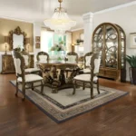 Met Ant Gold & Perfect Brown Victorian 5PCs Dining Table Set HD-8008 By Homey Design