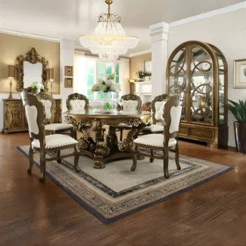 Met Ant Gold & Perfect Brown Victorian 5PCs Dining Table Set HD-8008 By Homey Design