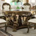 Met Ant Gold & Perfect Brown Victorian 5PCs Dining Table Set HD-8008 By Homey Design - Image 3