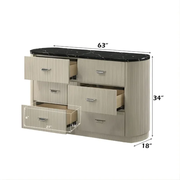 Travonte 6-Drawer Dresser with Marble Top BD04885 By ACME - Image 3