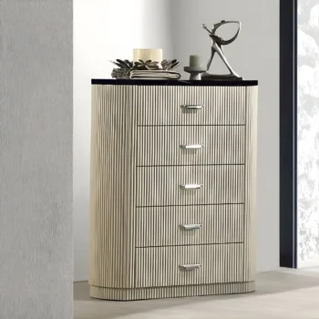 Travonte Beige 5 Drawers Chest with Marble Top BD04886 By ACME