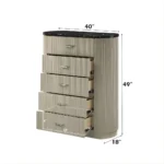 Travonte Beige 5 Drawers Chest with Marble Top BD04886 By ACME - Image 2