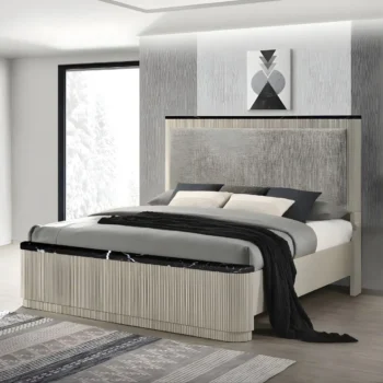 Travonte Gray Upholstered Bed By ACME