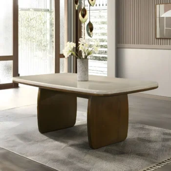 Kasha Dining Table with Natural Marble Top DN04665 By ACME